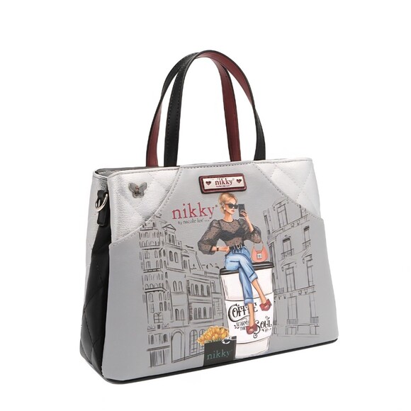 Nicole Handbags - NIKKY by Nicole Lee Urban Coffee Dream Satchel Unique Black Grey